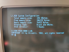 The boot screen with a 256 KiB machine